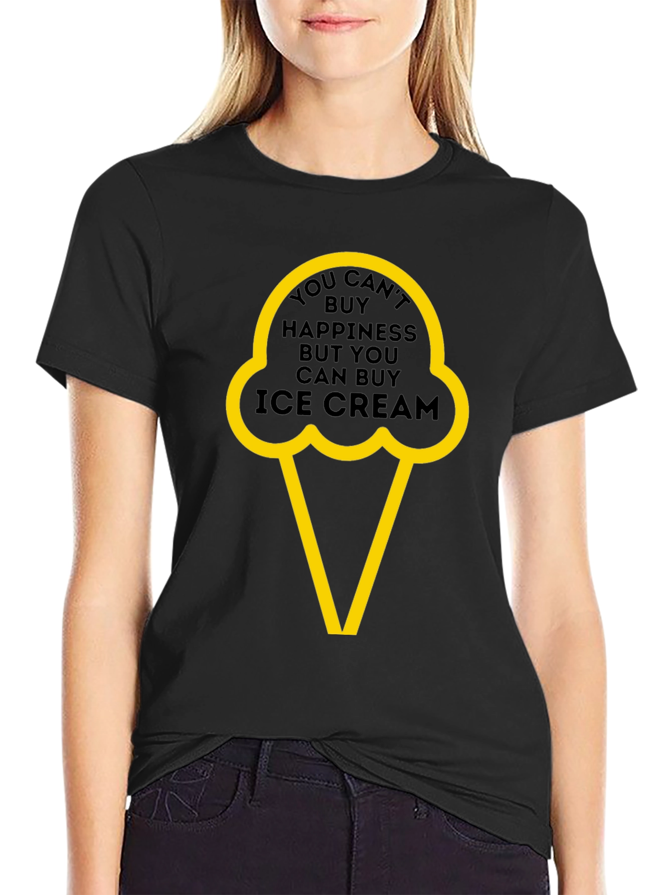 Ice Cream Happiness Graphic Tee - Black