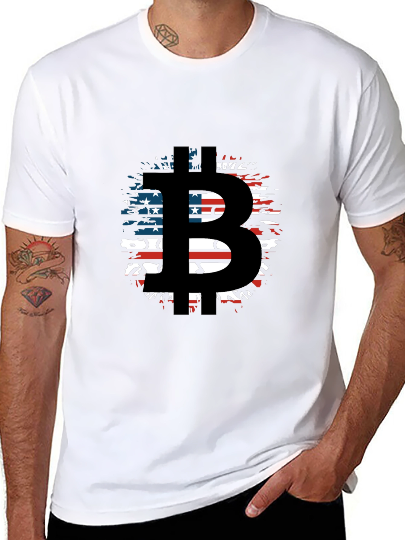 Bitcoin American Flag T-Shirt - Crypto Design