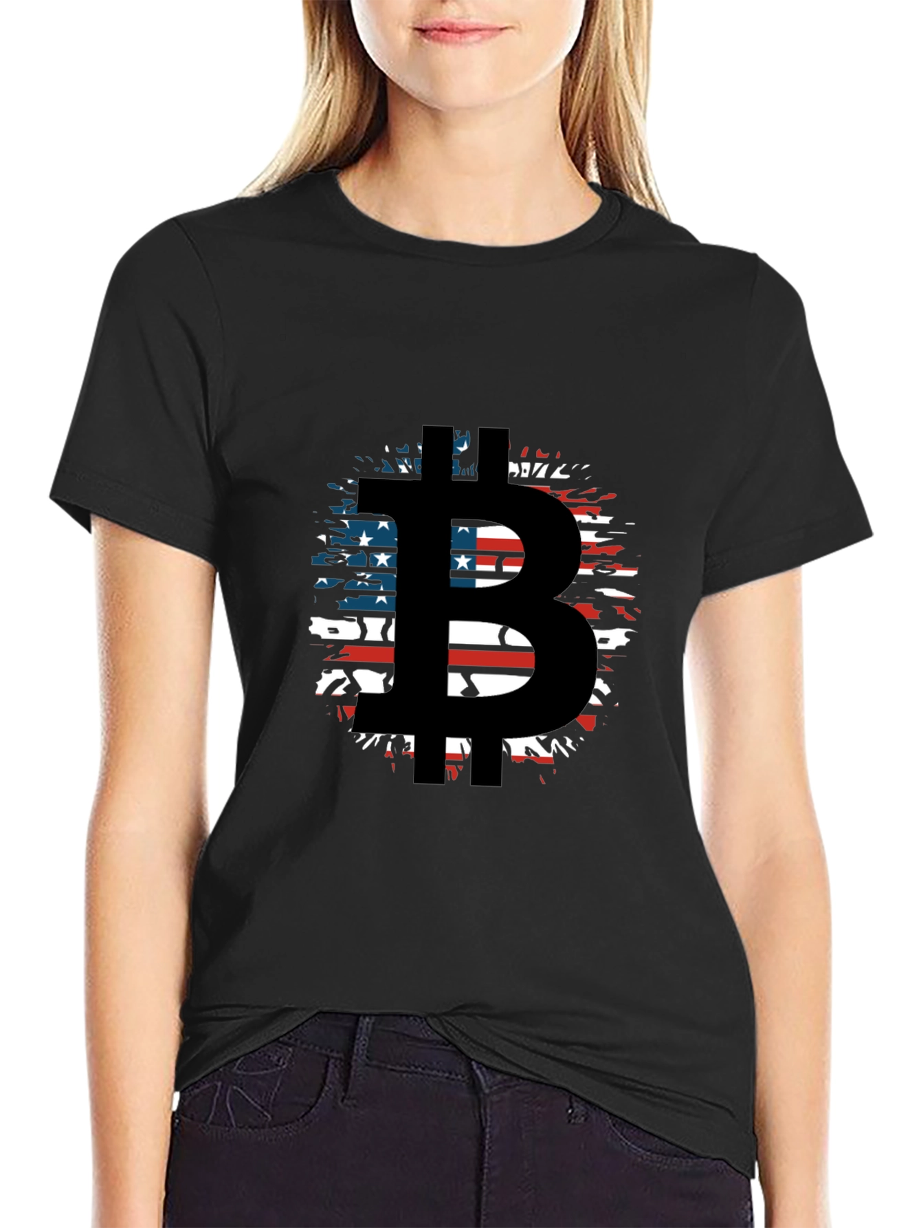 Bitcoin American Flag T-Shirt - Crypto Design