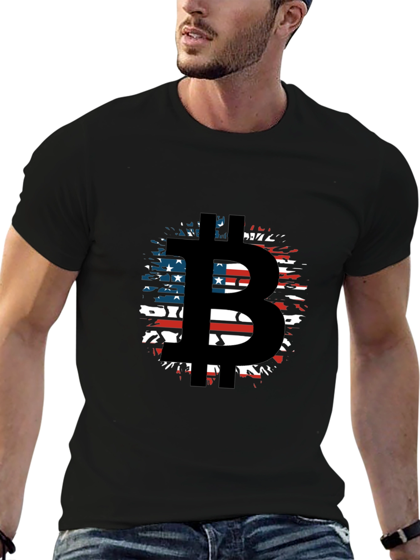 Bitcoin American Flag T-Shirt - Crypto Design