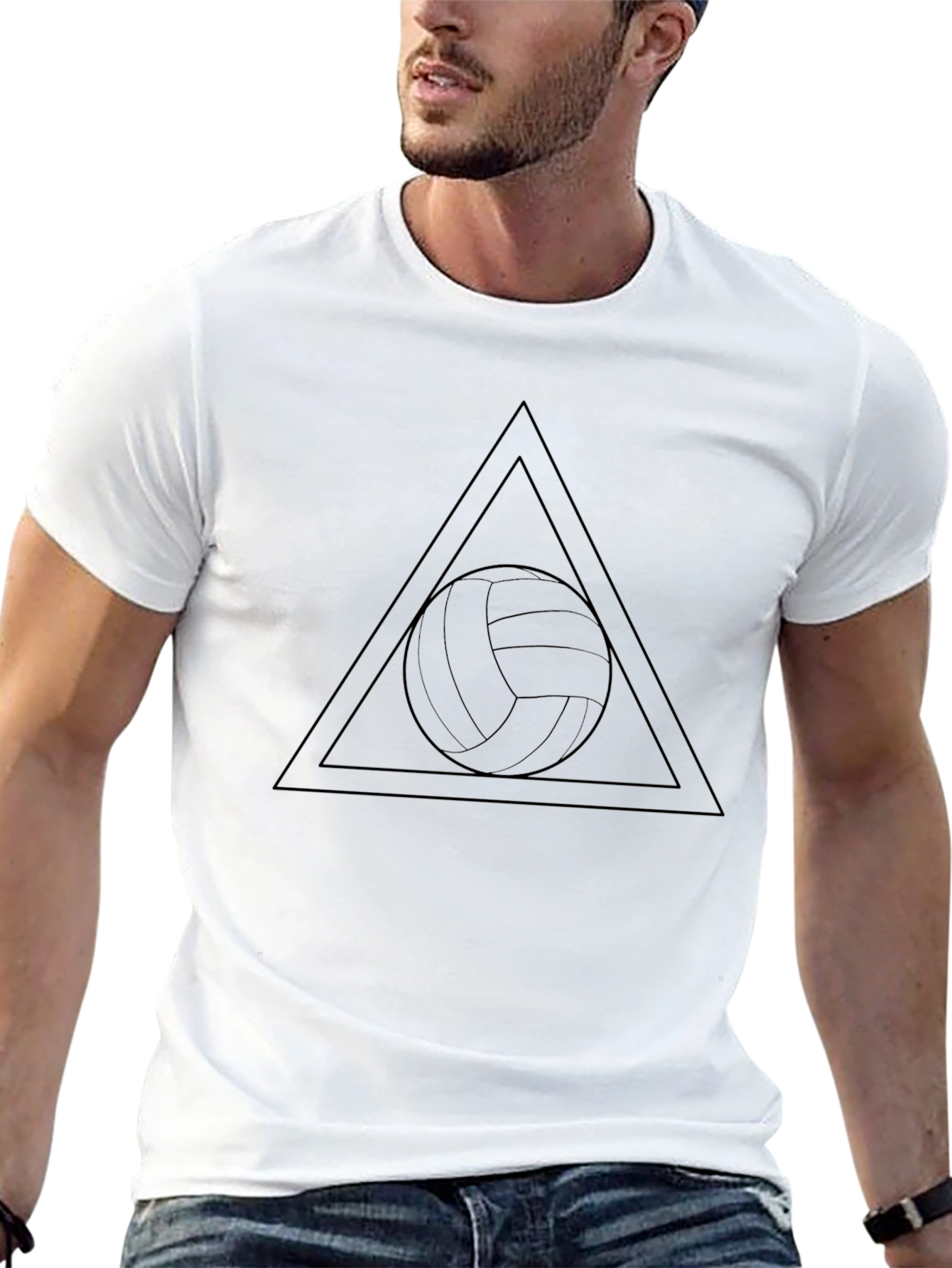 Volleyball Triangle Graphic Tee - Sporty Black T-Shirt