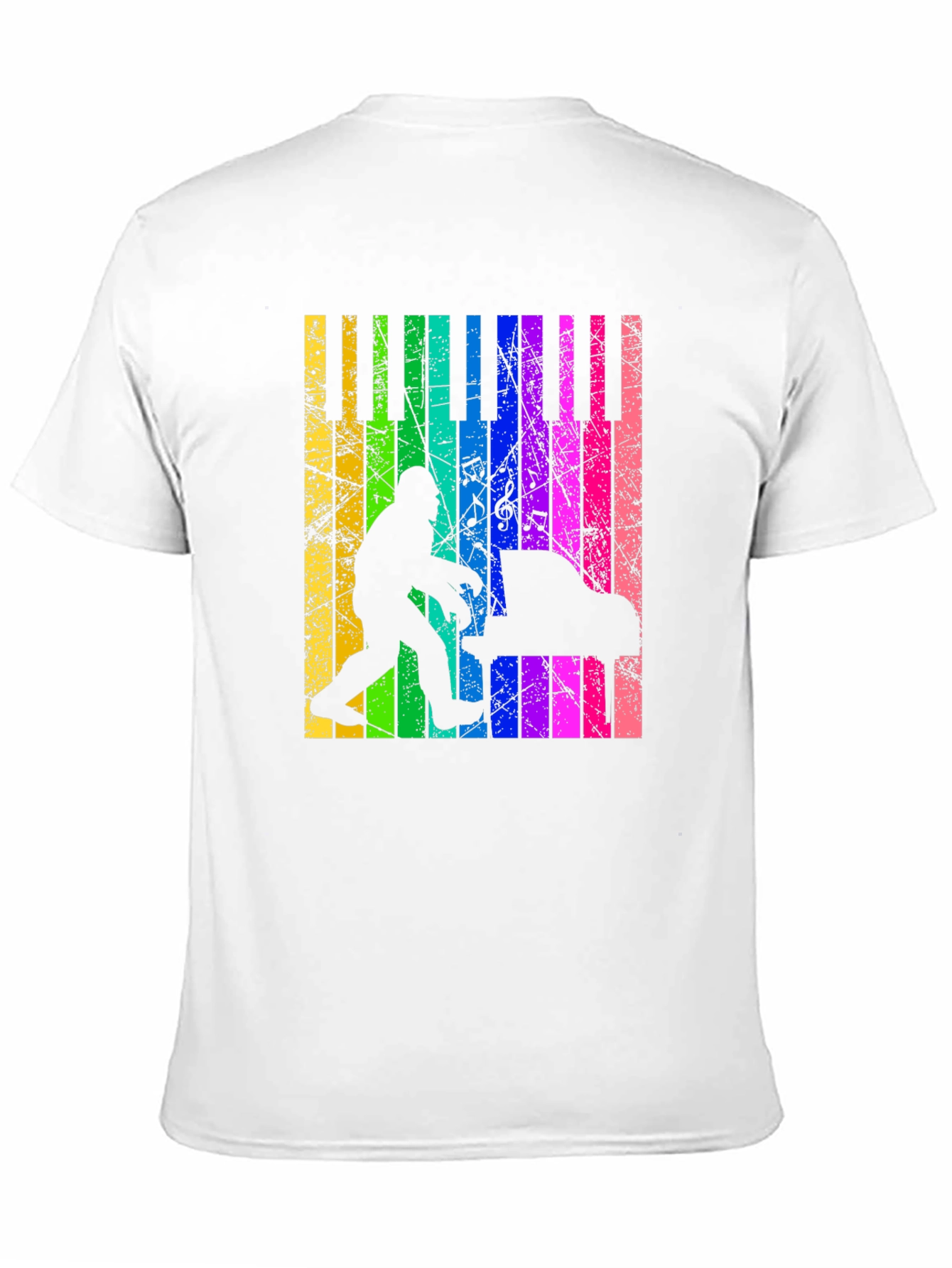 Bigfoot Piano T-Shirt - Rainbow Keyboard Design
