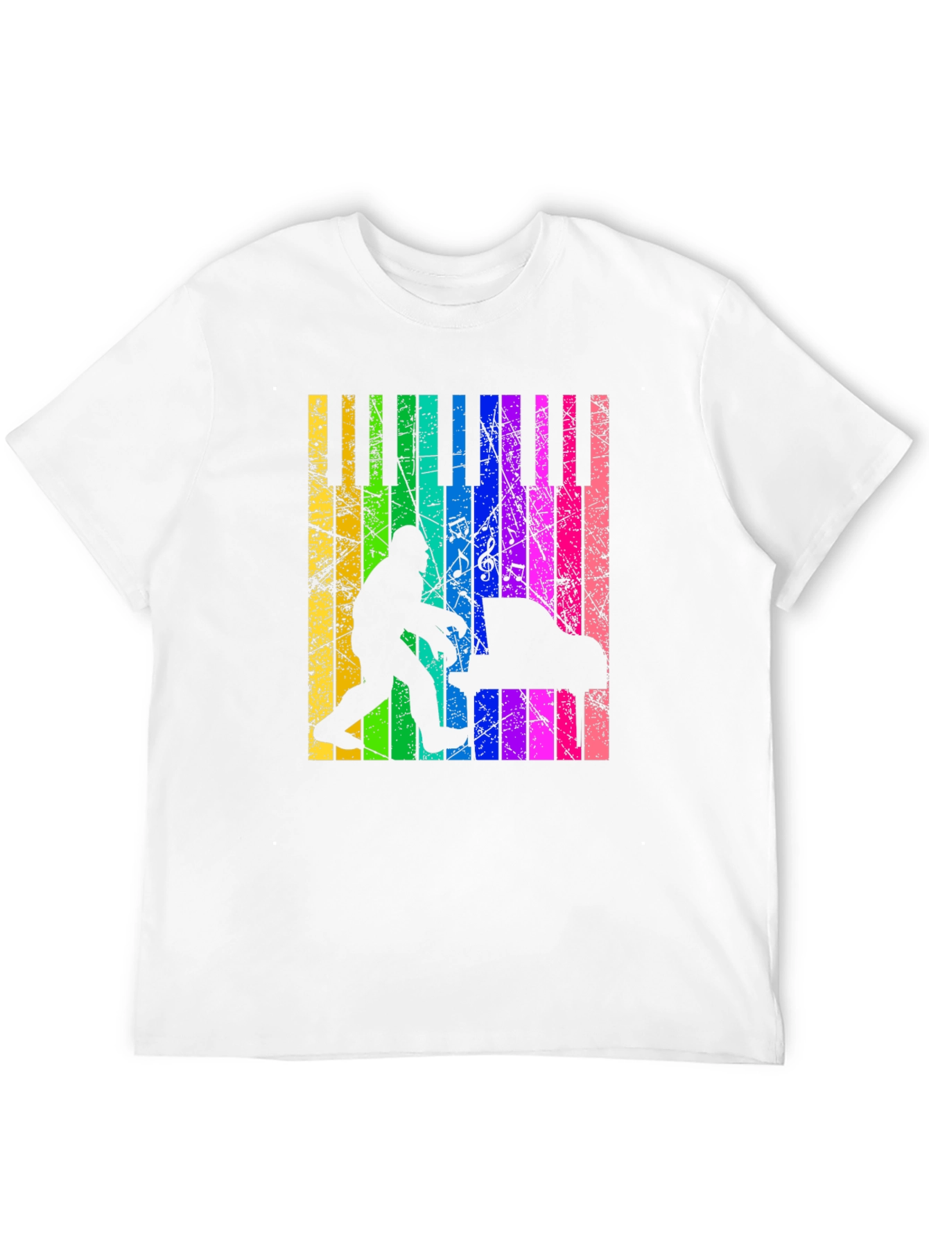 Bigfoot Piano T-Shirt - Rainbow Keyboard Design