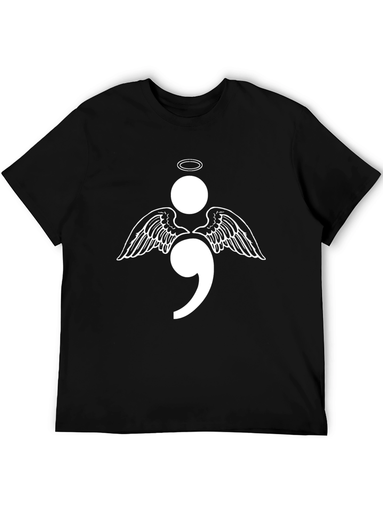 Semicolon Angel Wings Graphic T-Shirt - Hope & Resilience