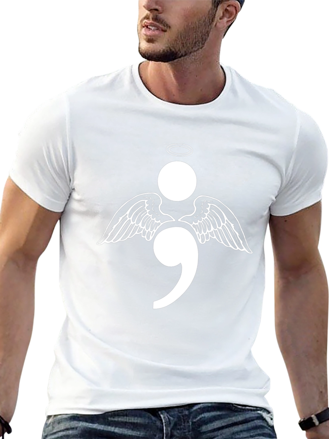 Semicolon Angel Wings Graphic T-Shirt - Hope & Resilience