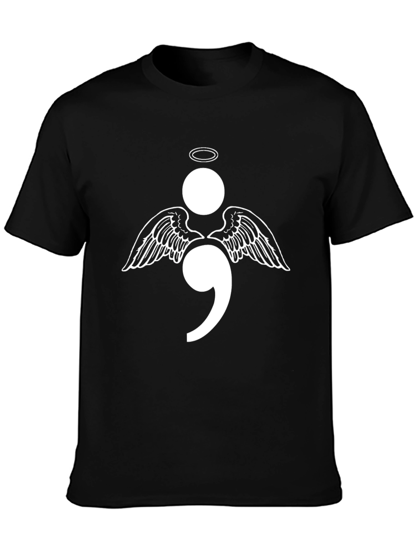 Semicolon Angel Wings Graphic T-Shirt - Hope & Resilience