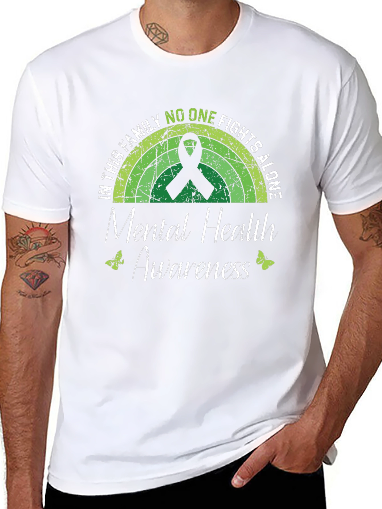 Mental Health Awareness T-Shirt - No One Fights Alone