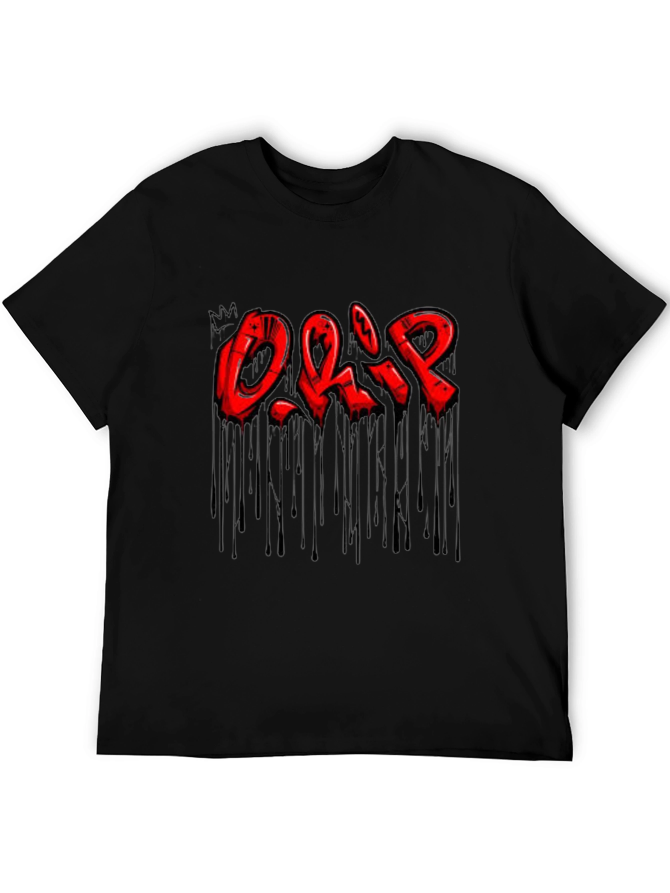 Mens Black Drip Graphic T-Shirt