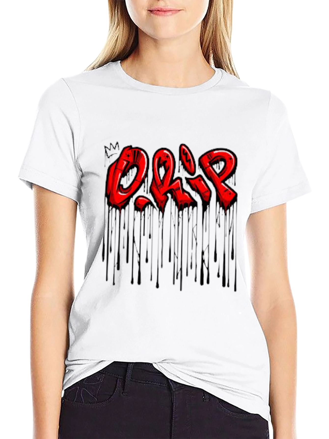 Mens Black Drip Graphic T-Shirt
