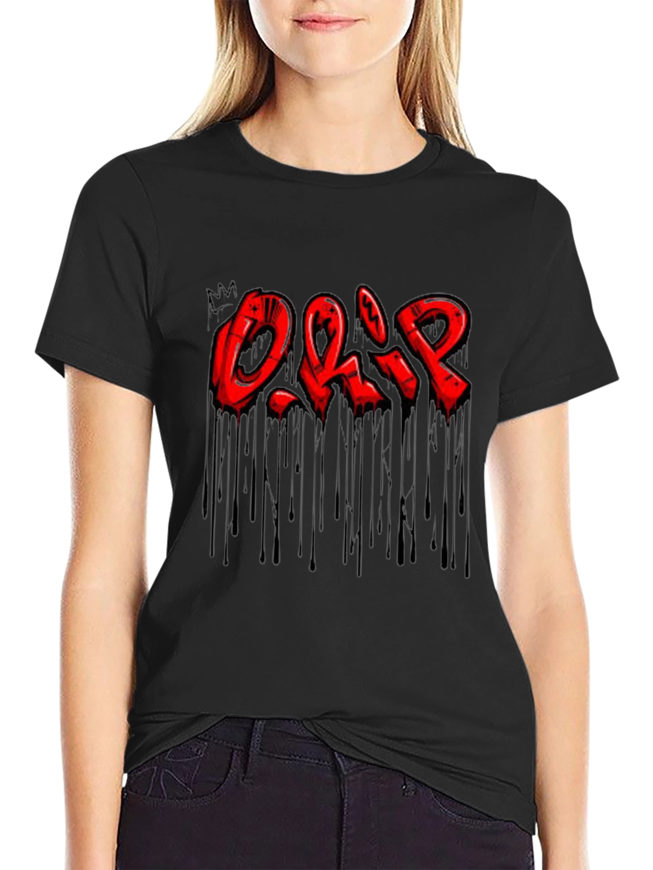 Mens Black Drip Graphic T-Shirt