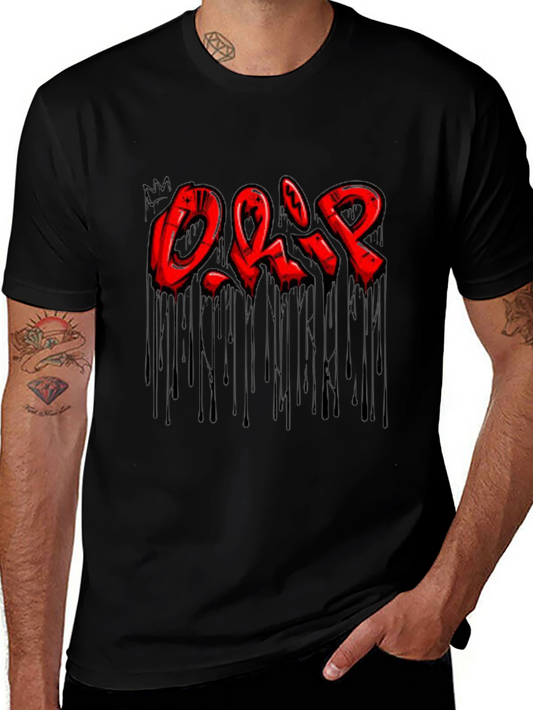 Mens Black Drip Graphic T-Shirt