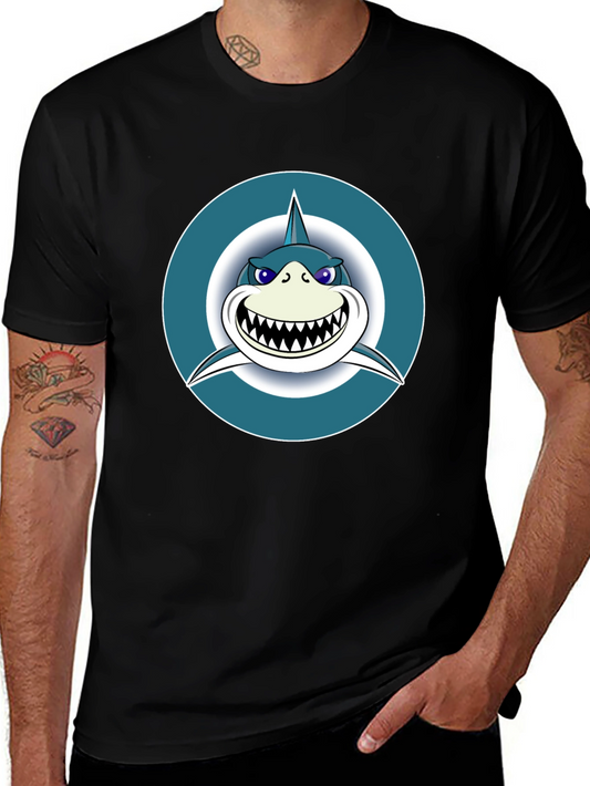 Shark Graphic Tee - Mens Black Cotton T-Shirt