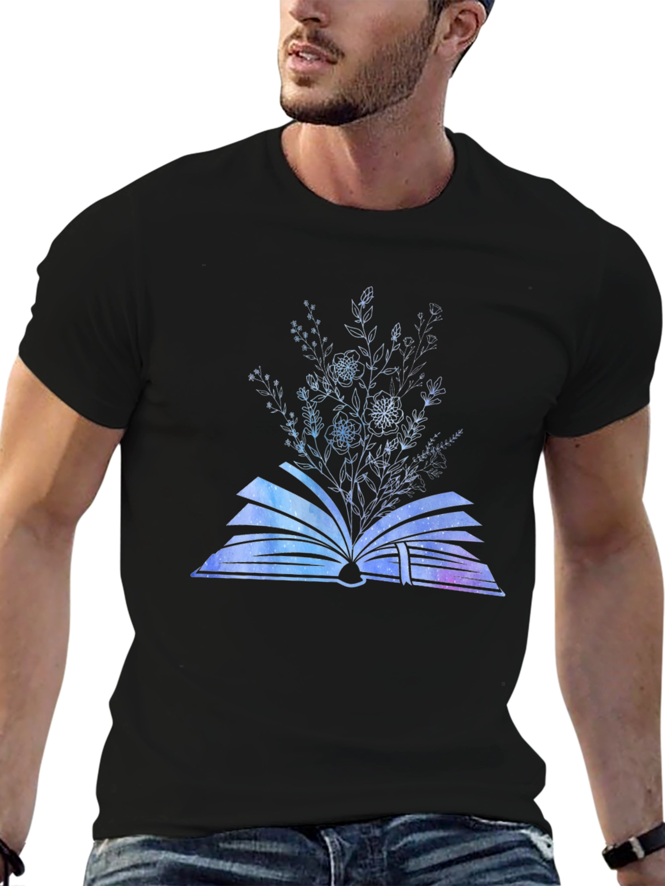 Floral Book Graphic Tee - Black