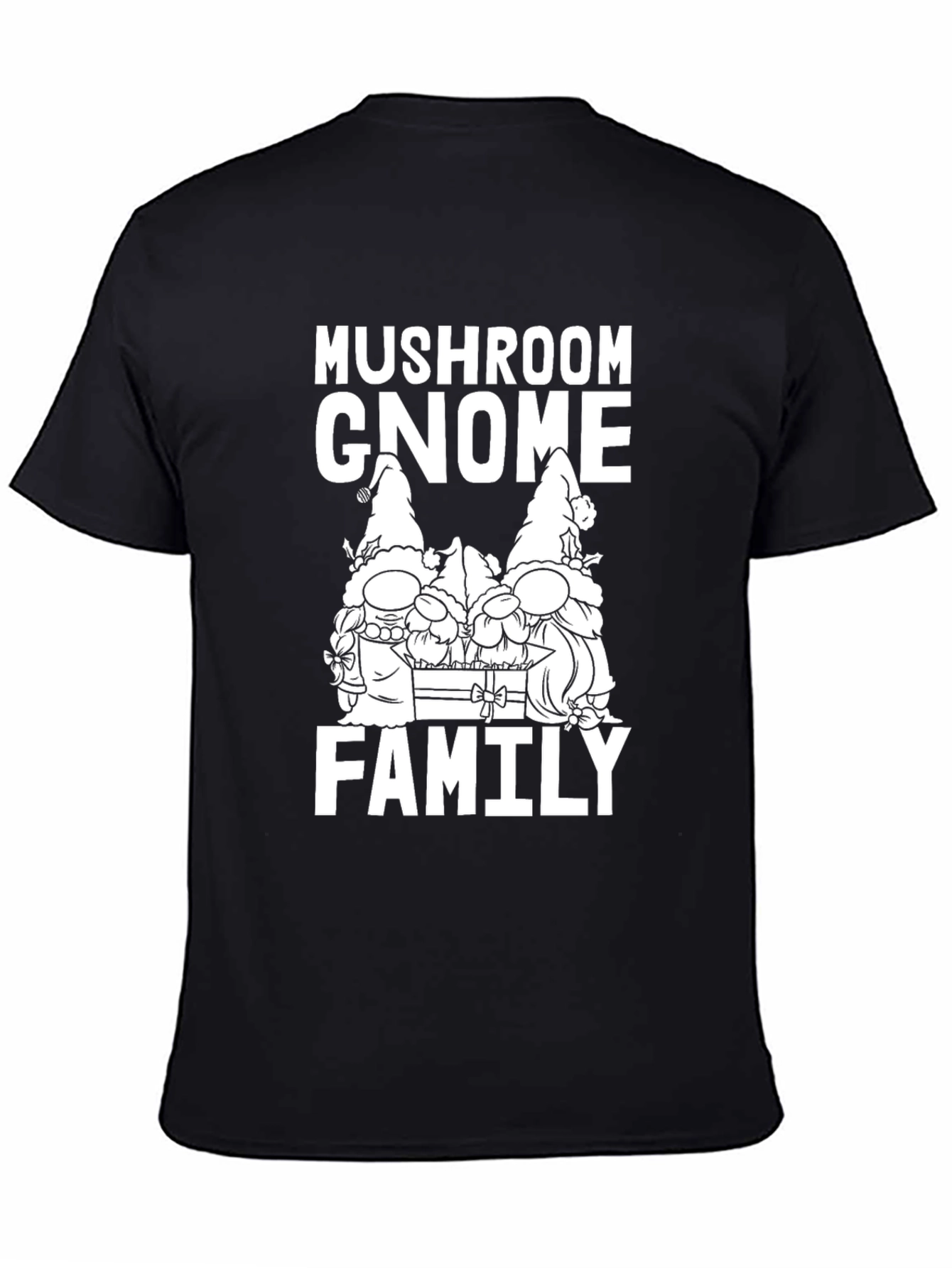 Mushroom Gnome Family T-Shirt - Black