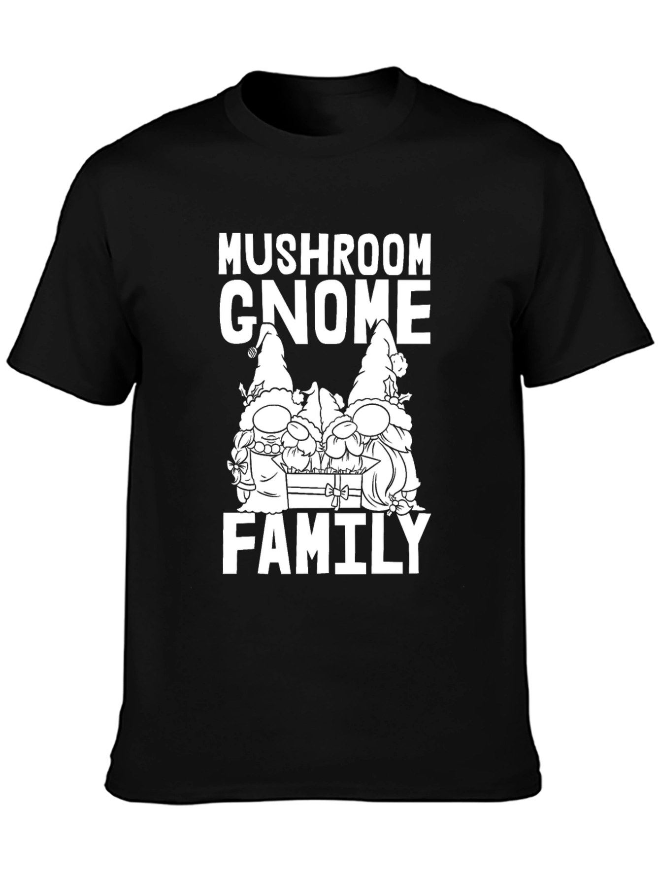 Mushroom Gnome Family T-Shirt - Black