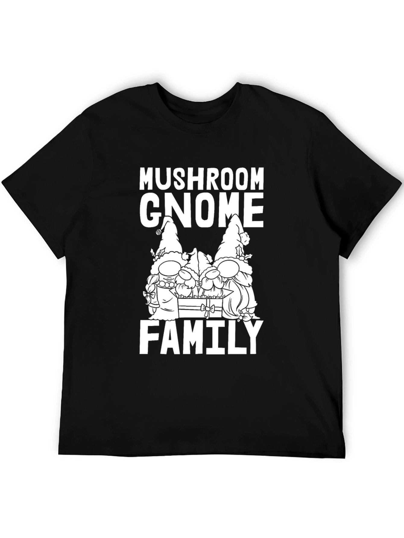 Mushroom Gnome Family T-Shirt - Black