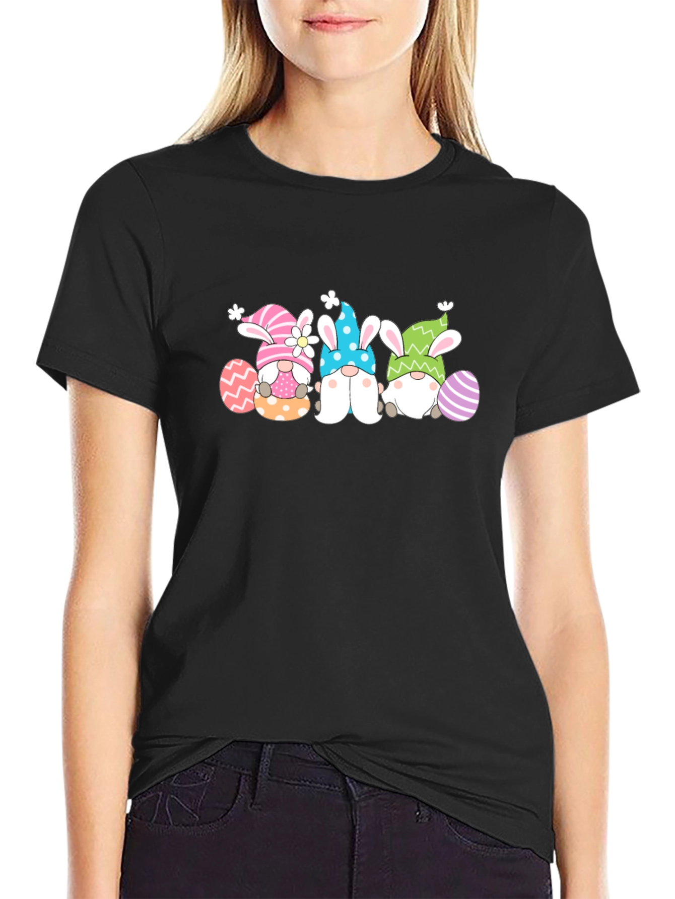 Easter Gnomes Graphic Tee - Black