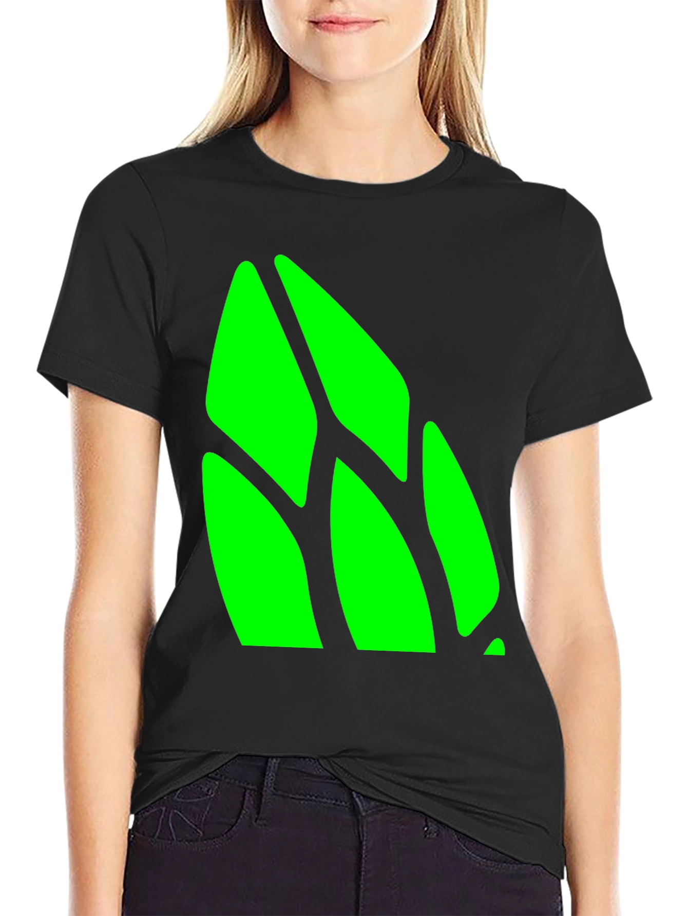 Abstract Green Design Black T-Shirt