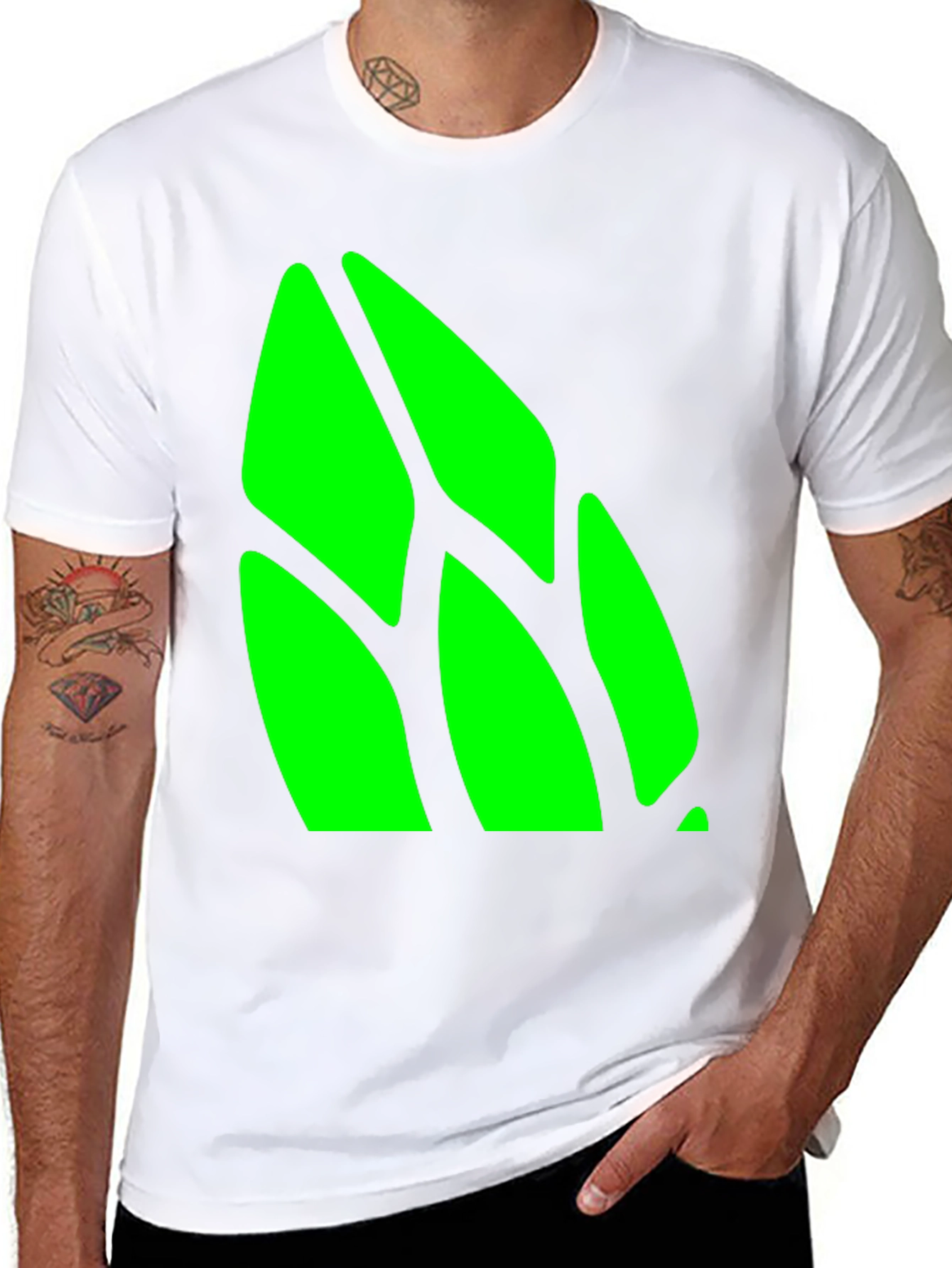 Abstract Green Design Black T-Shirt