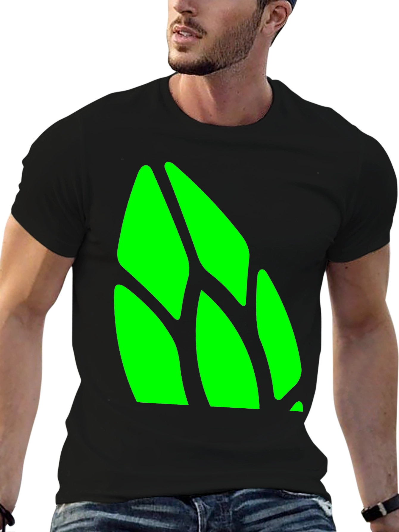 Abstract Green Design Black T-Shirt