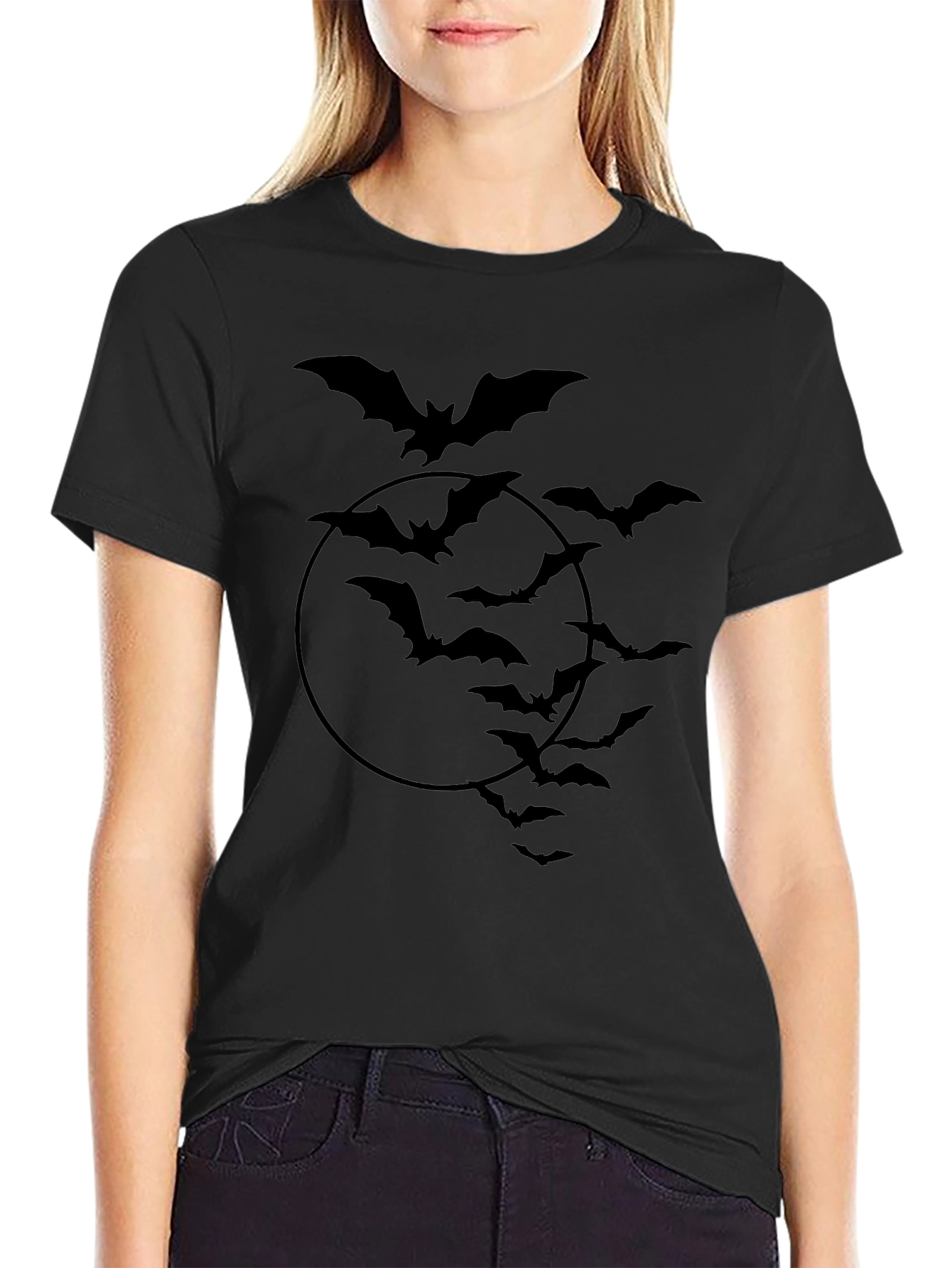 Bat Silhouette Graphic Tee - Halloween Ready!