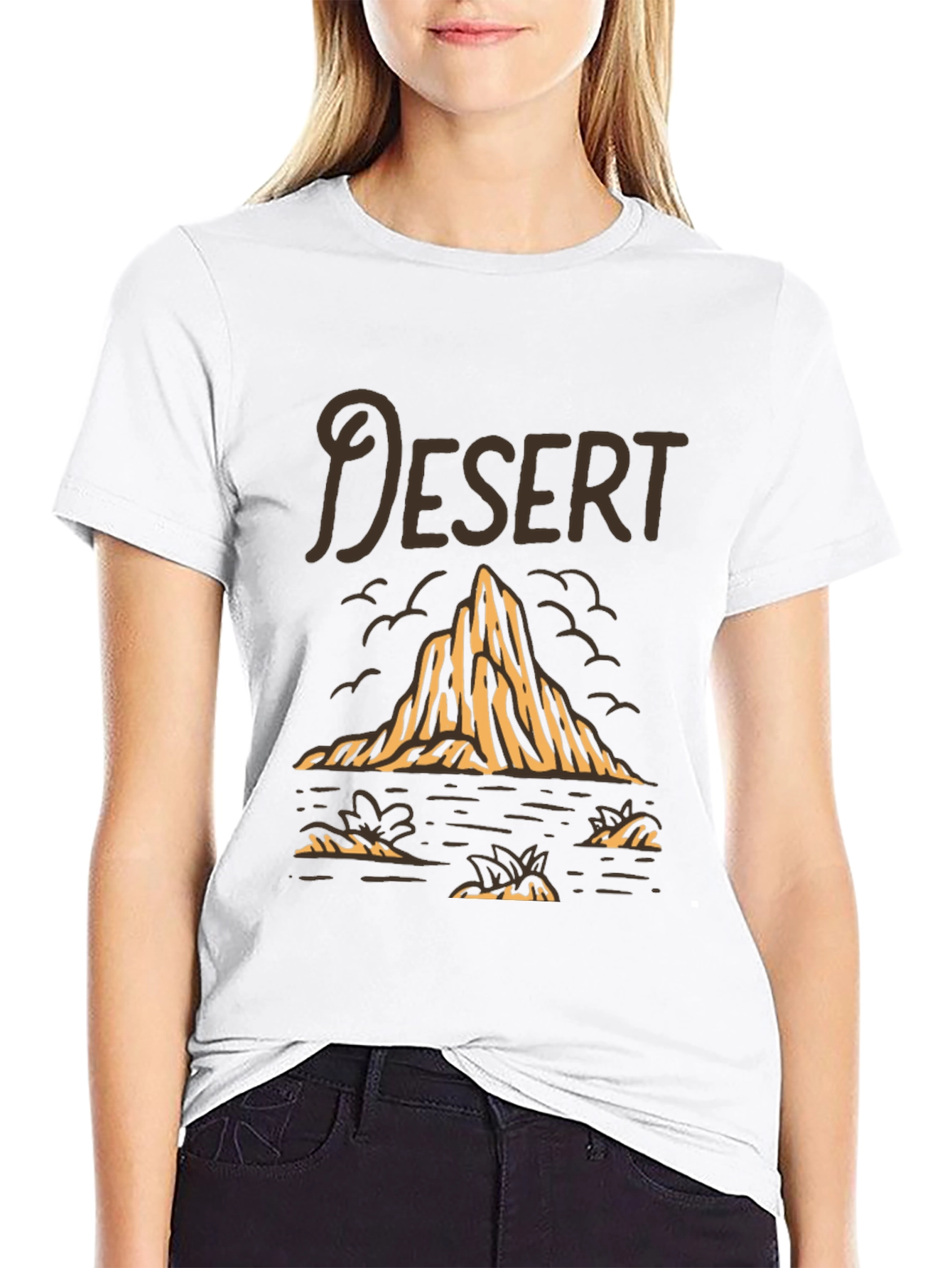 Desert Graphic Tee - Stylish Black Cotton T-Shirt