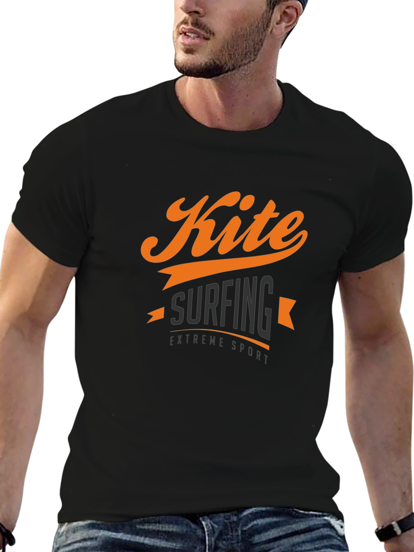 Kite Surfing Extreme Sport Black Graphic Tee