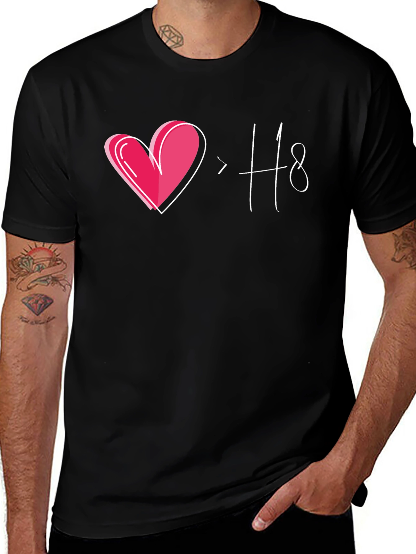 Love > Hate Graphic Black T-Shirt