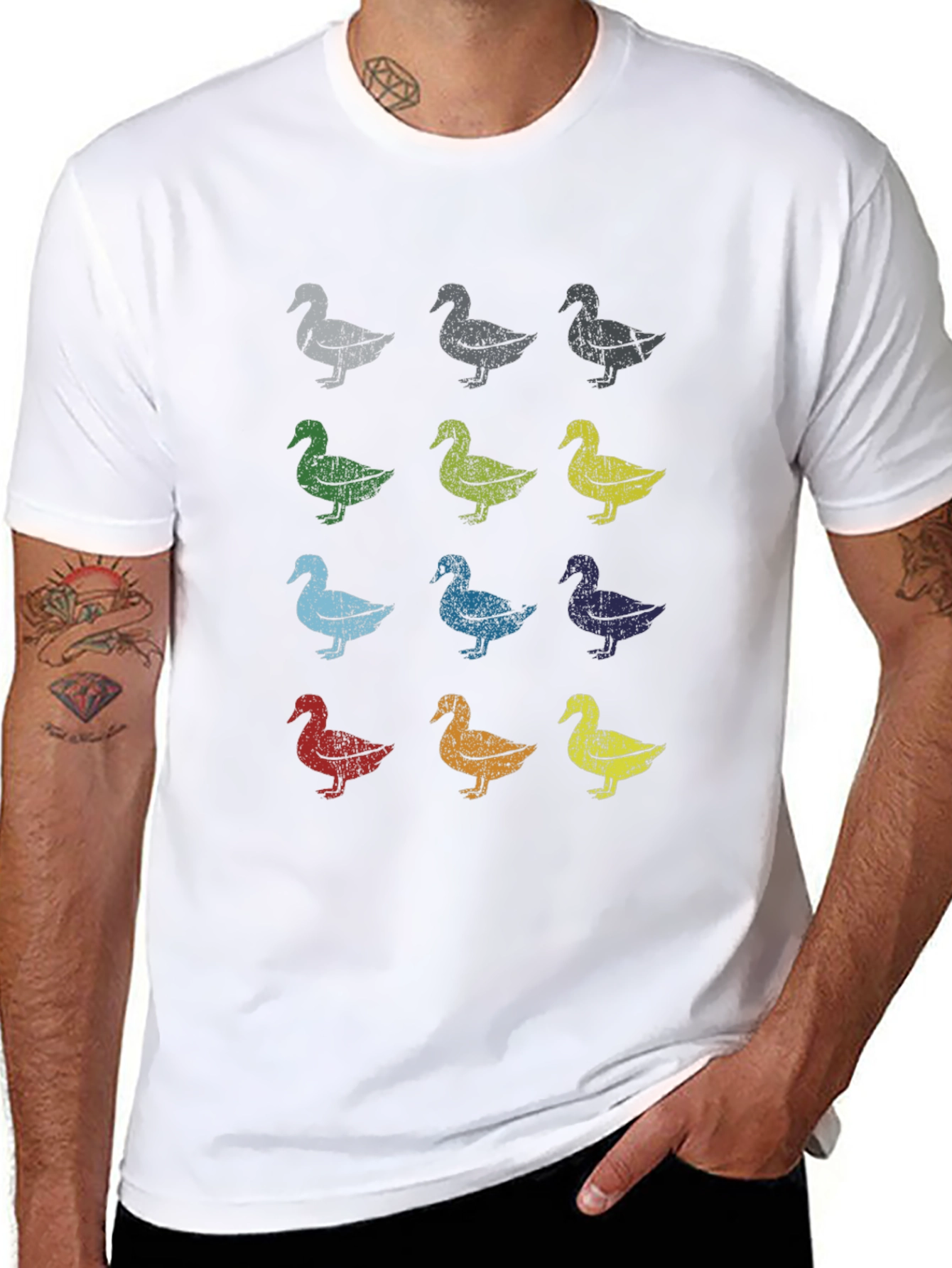 Retro Duck Pattern T-Shirt