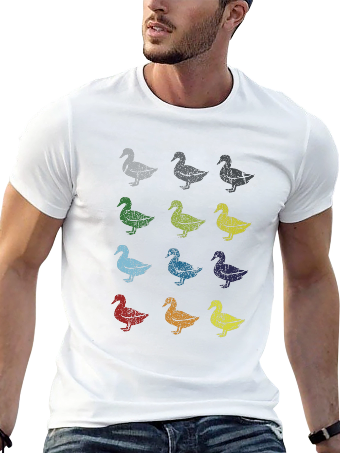 Retro Duck Pattern T-Shirt