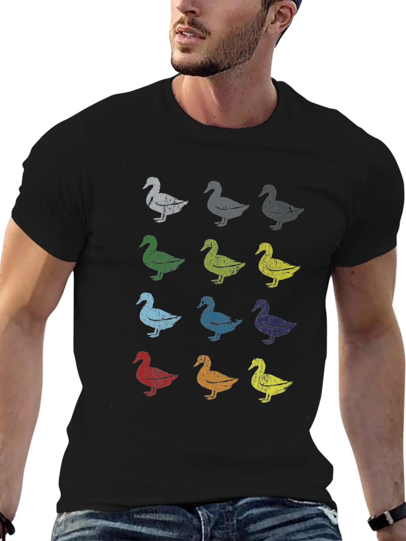 Retro Duck Pattern T-Shirt