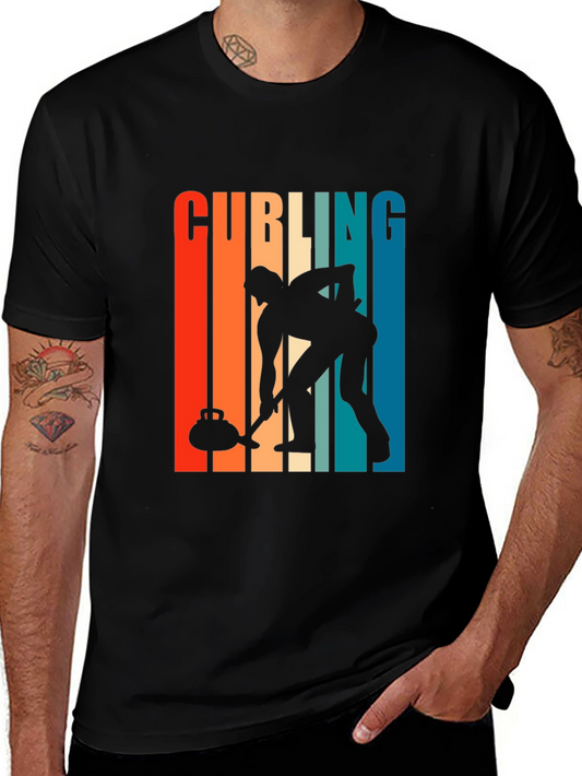 Retro Curling Player Graphic Tee