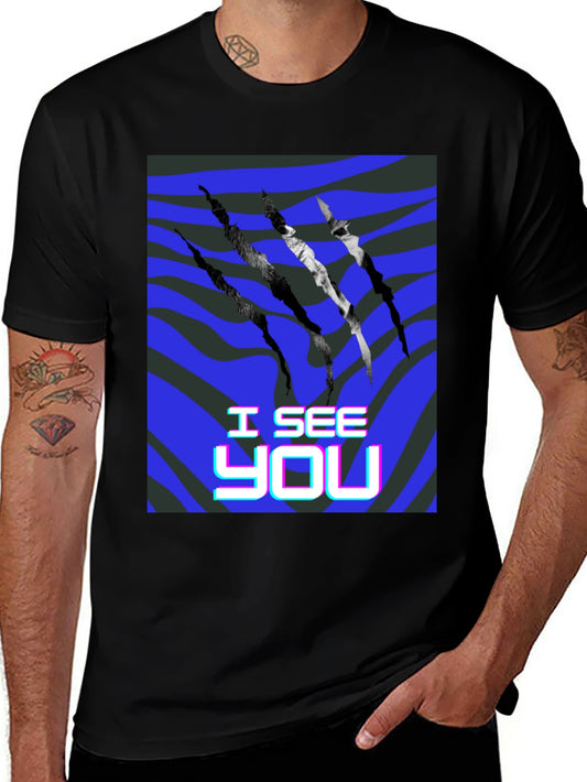 I See You Graphic Print Black T-Shirt