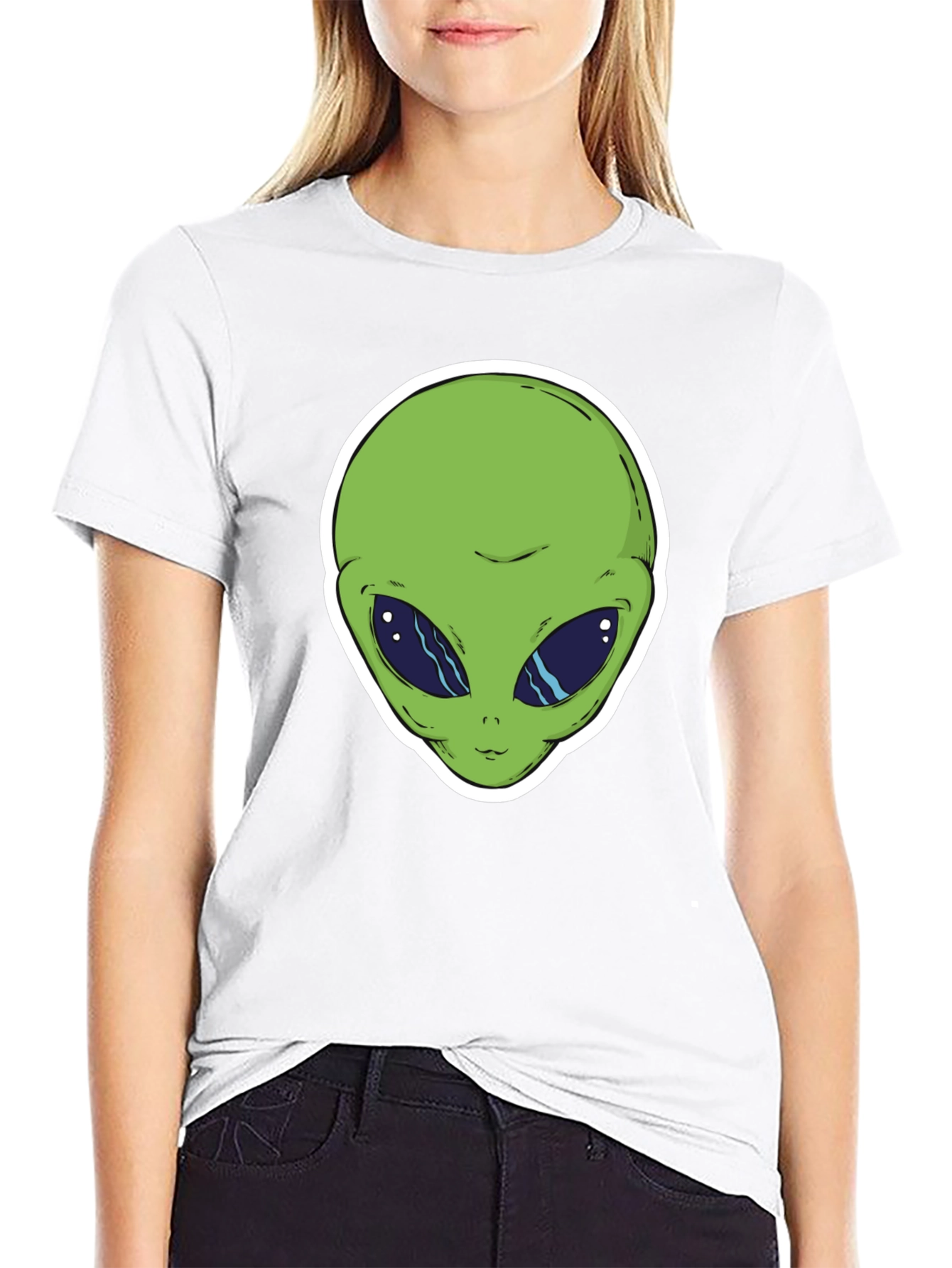 Alien Head Graphic T-Shirt - Black Cotton Tee