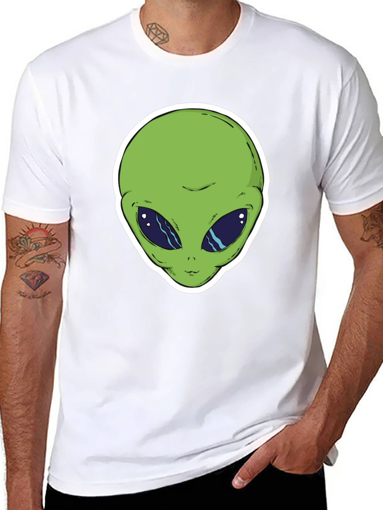 Alien Head Graphic T-Shirt - Black Cotton Tee