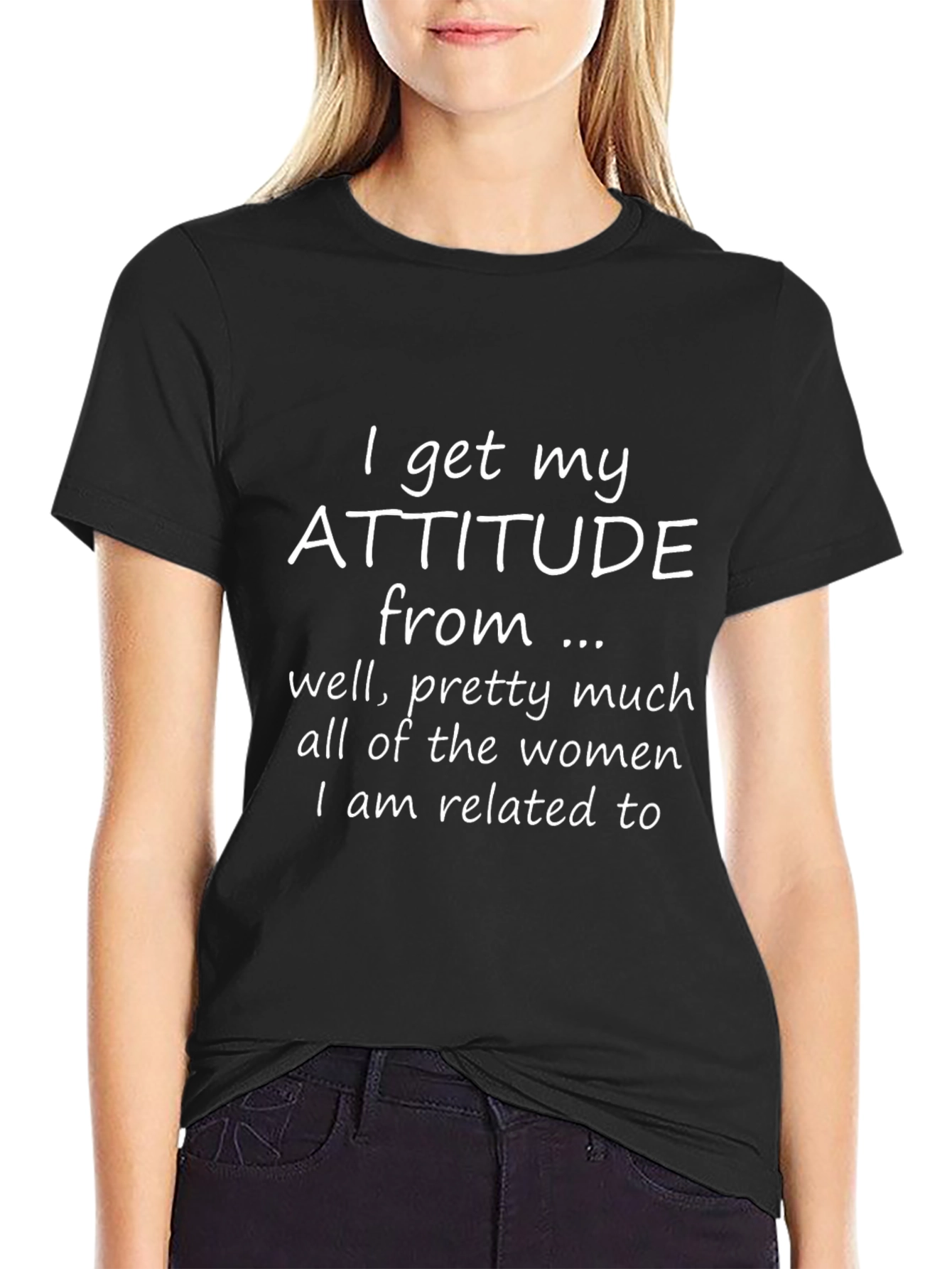 Attitude from Women Black Graphic Tee