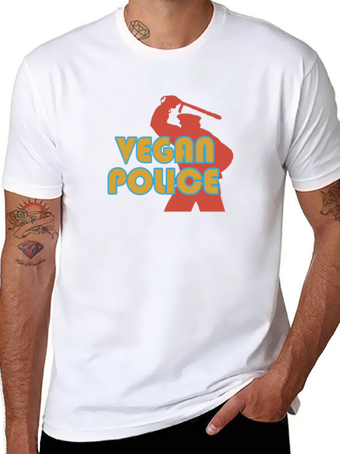Vegan Police Graphic T-Shirt - Black