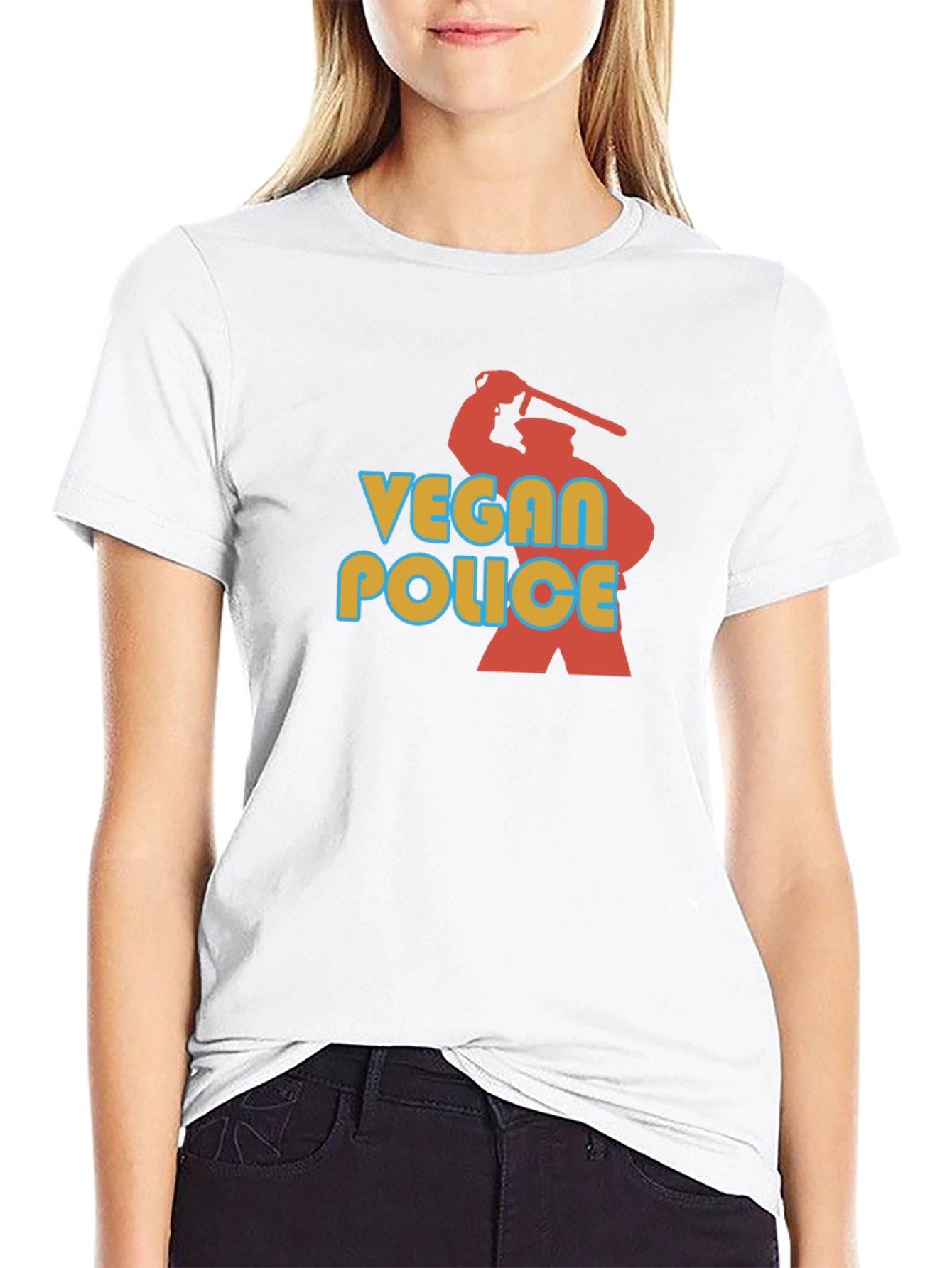 Vegan Police Graphic T-Shirt - Black