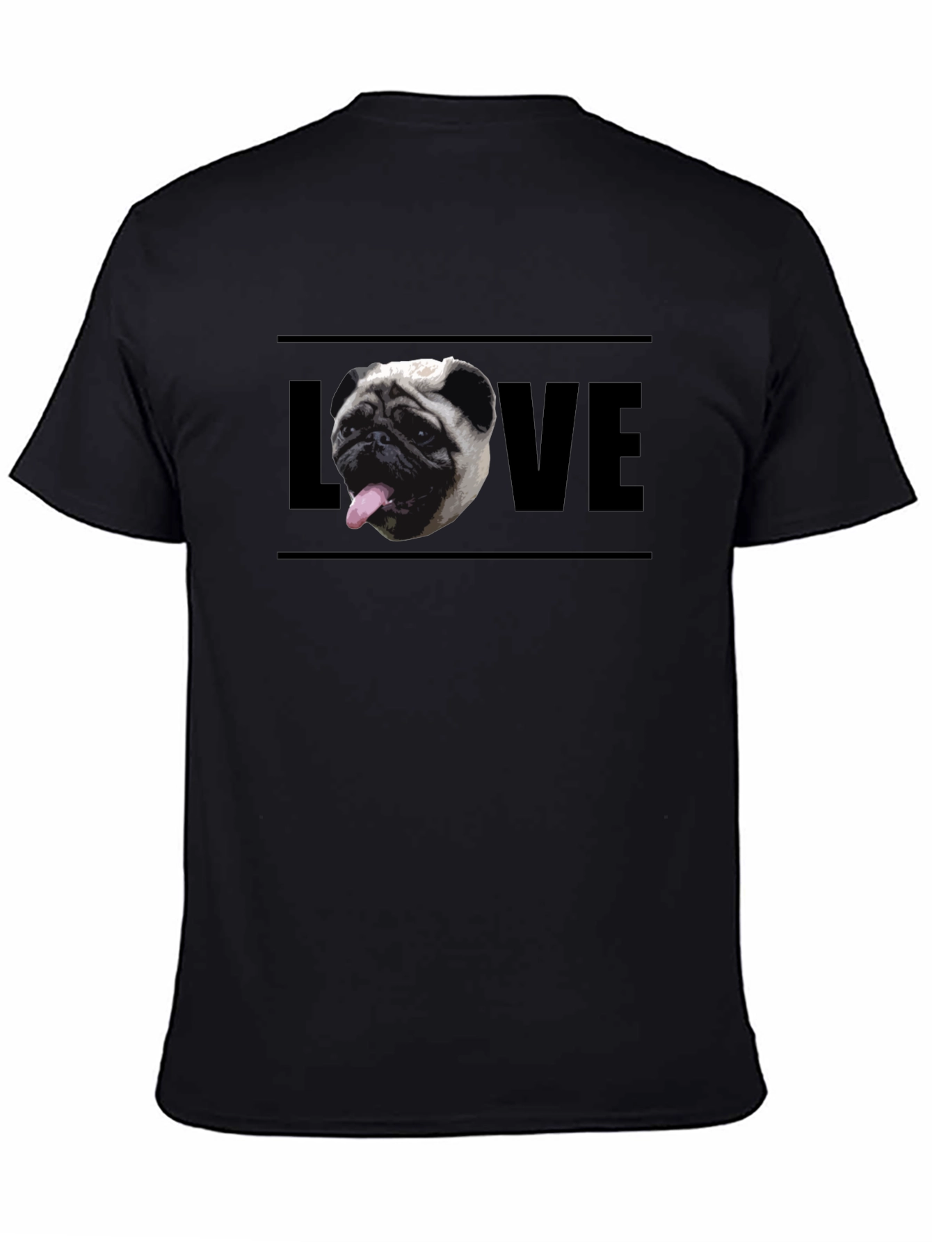 Pug Love Graphic Tee - Mens Black T-Shirt