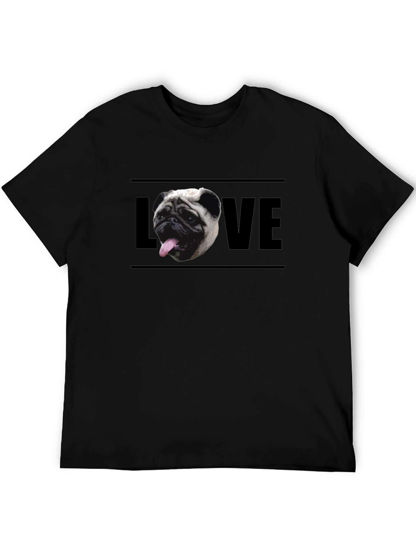Pug Love Graphic Tee - Mens Black T-Shirt