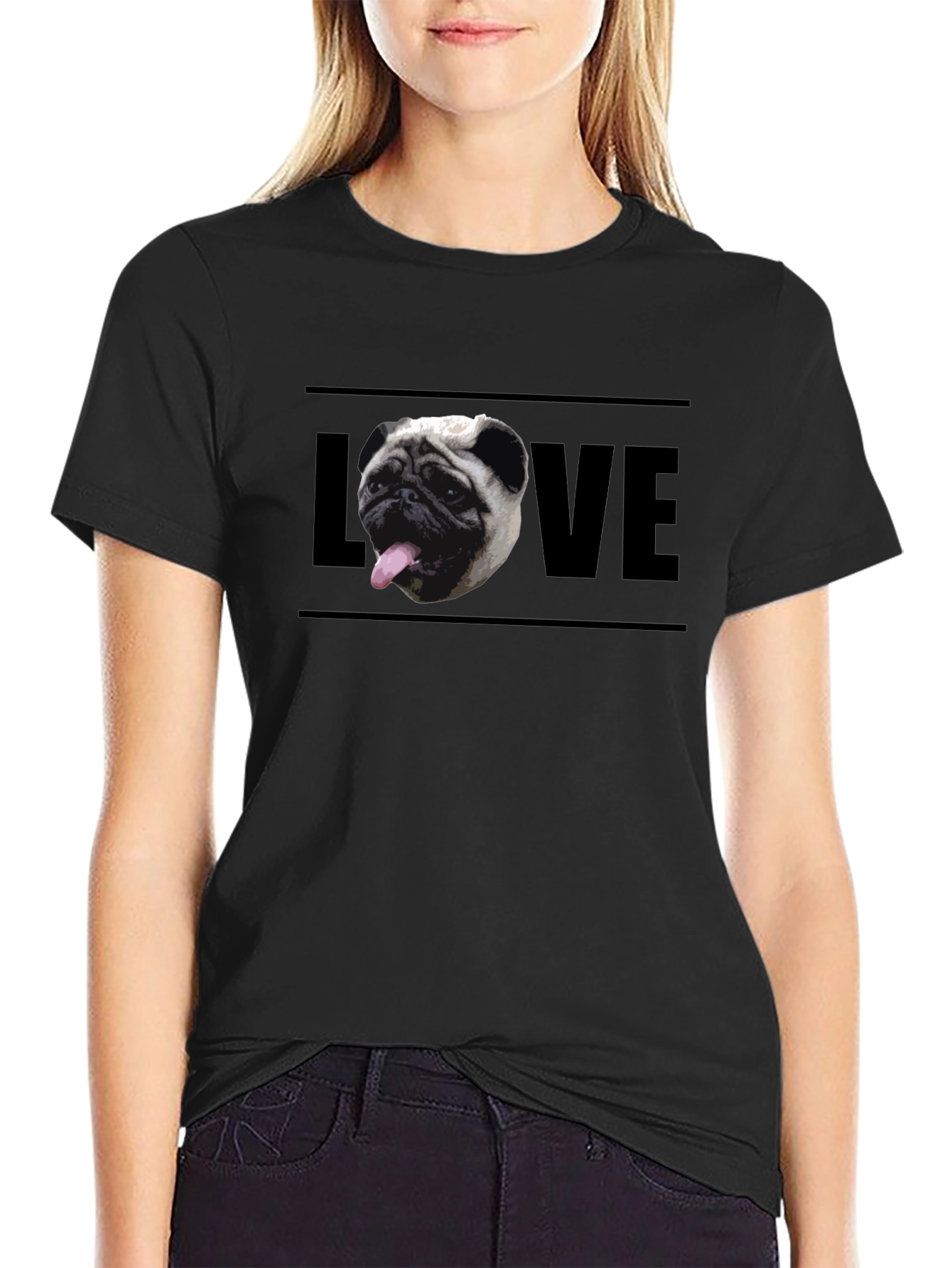 Pug Love Graphic Tee - Mens Black T-Shirt