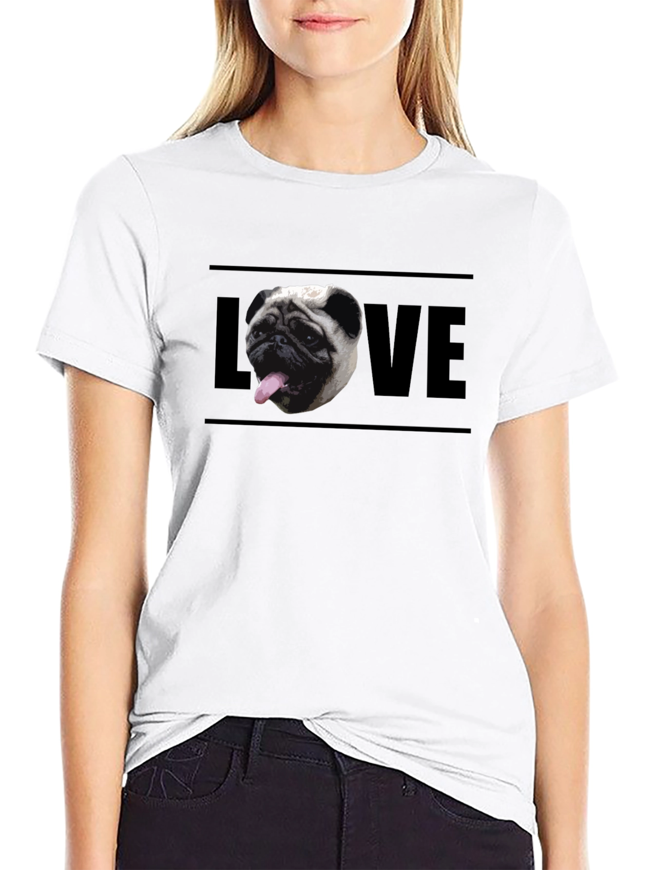 Pug Love Graphic Tee - Mens Black T-Shirt