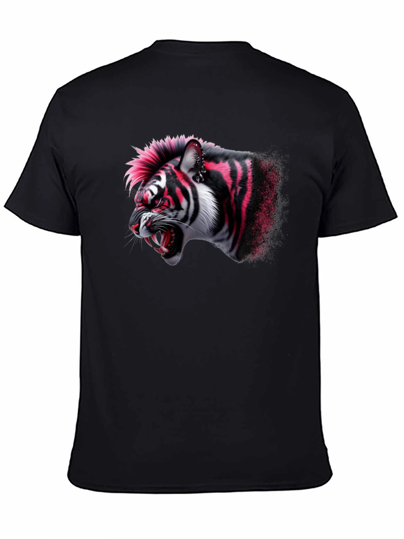 Punk Tiger Graphic Black T-Shirt
