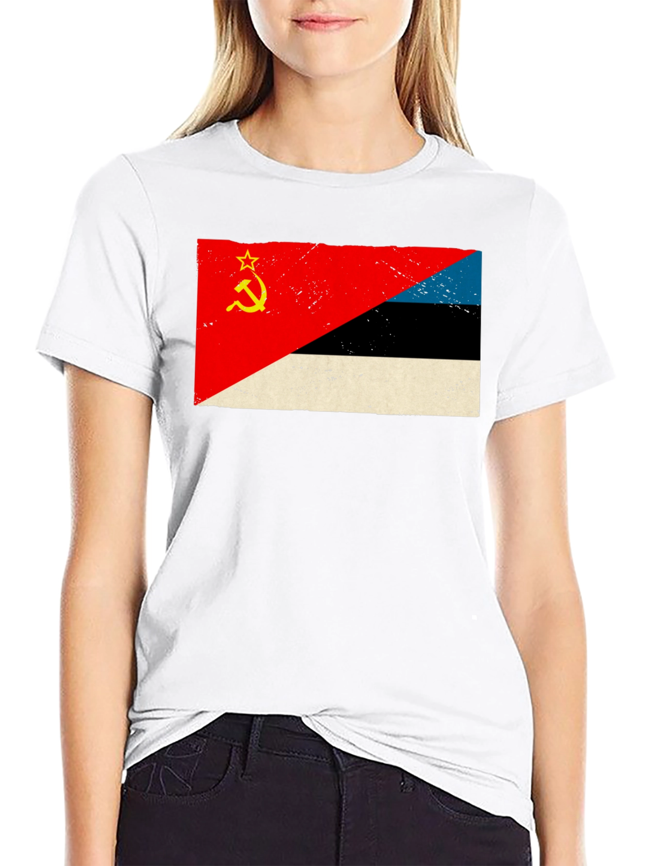 Retro Soviet Estonian Flag Graphic T-Shirt
