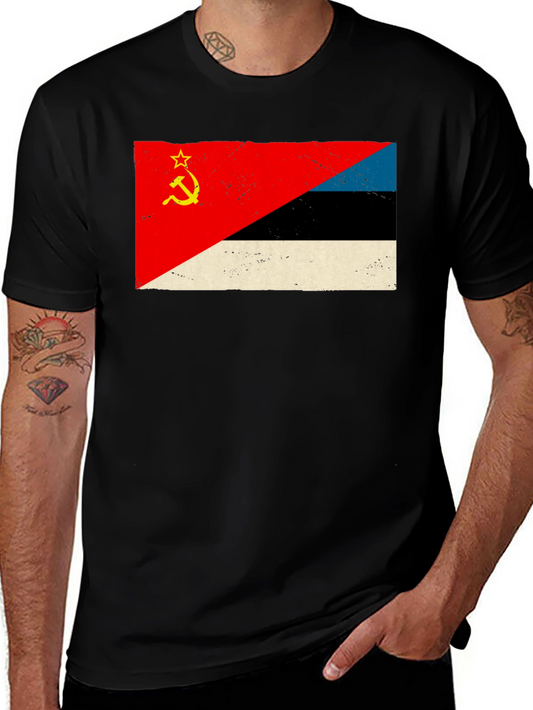 Retro Soviet Estonian Flag Graphic T-Shirt