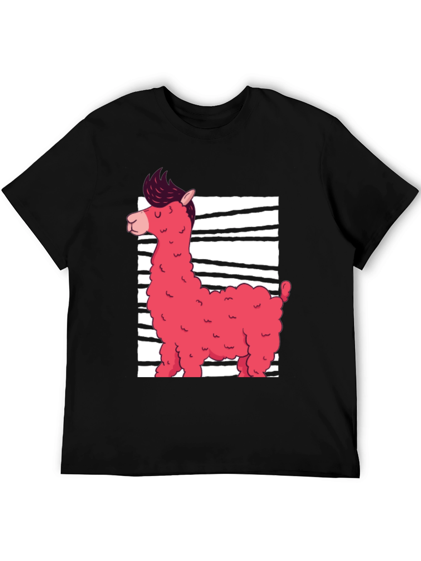 Funky Llama Graphic Tee - Black Cotton Shirt