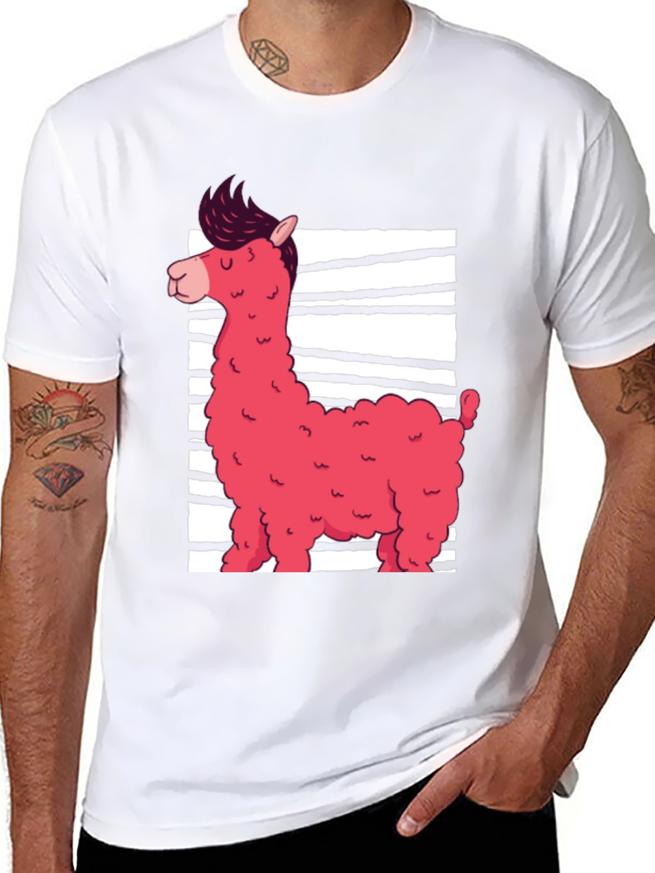 Funky Llama Graphic Tee - Black Cotton Shirt