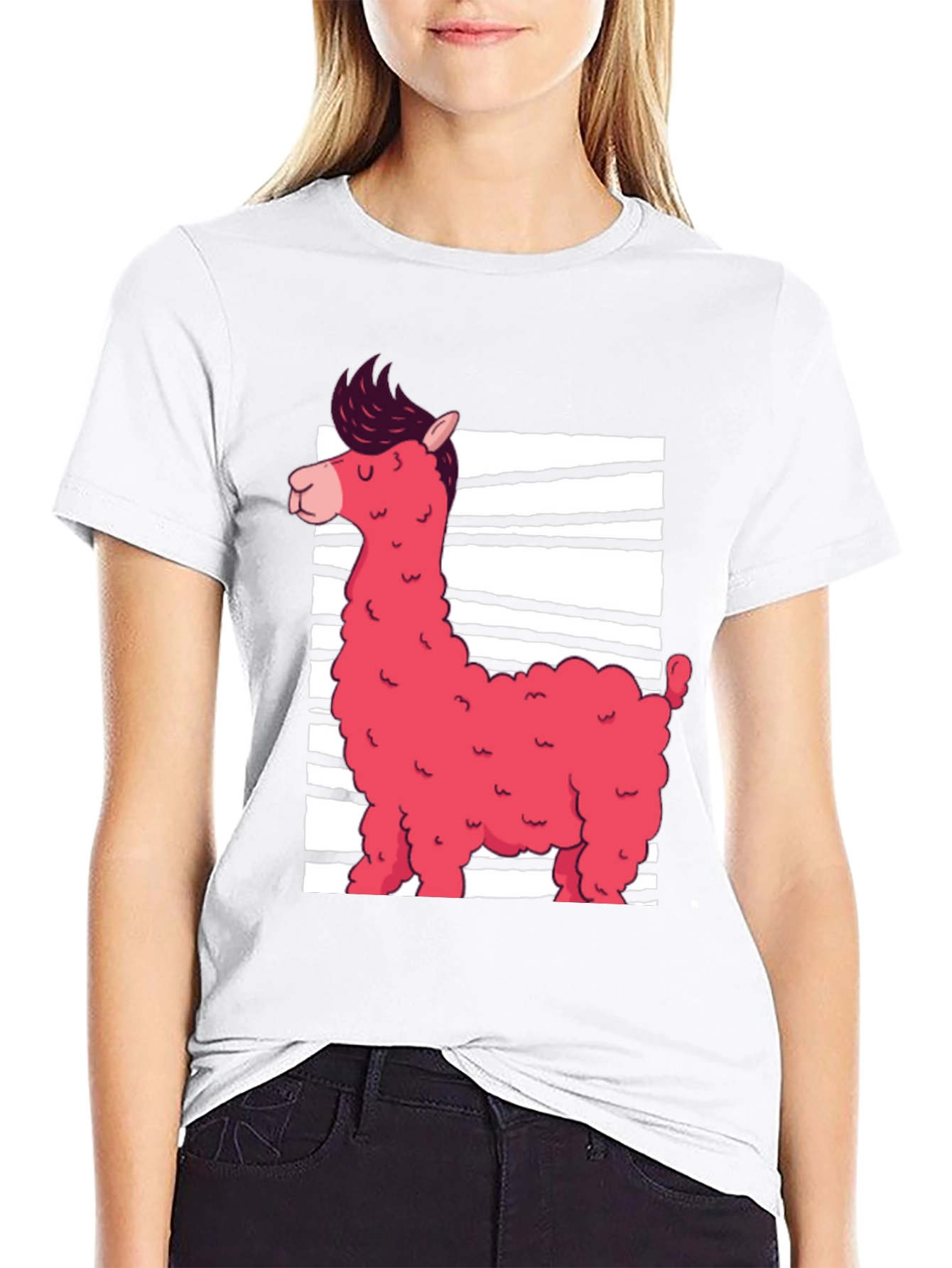 Funky Llama Graphic Tee - Black Cotton Shirt