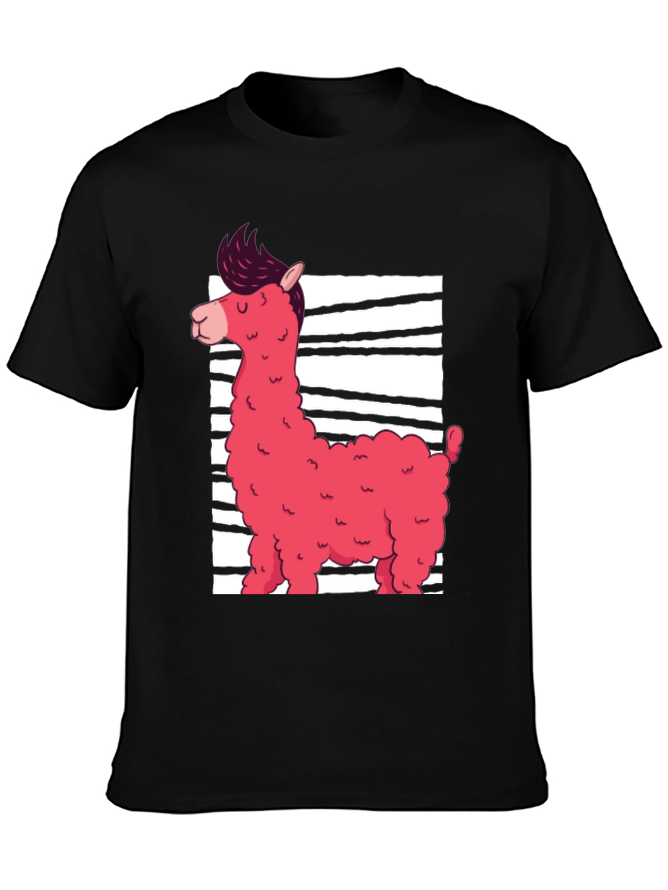 Funky Llama Graphic Tee - Black Cotton Shirt
