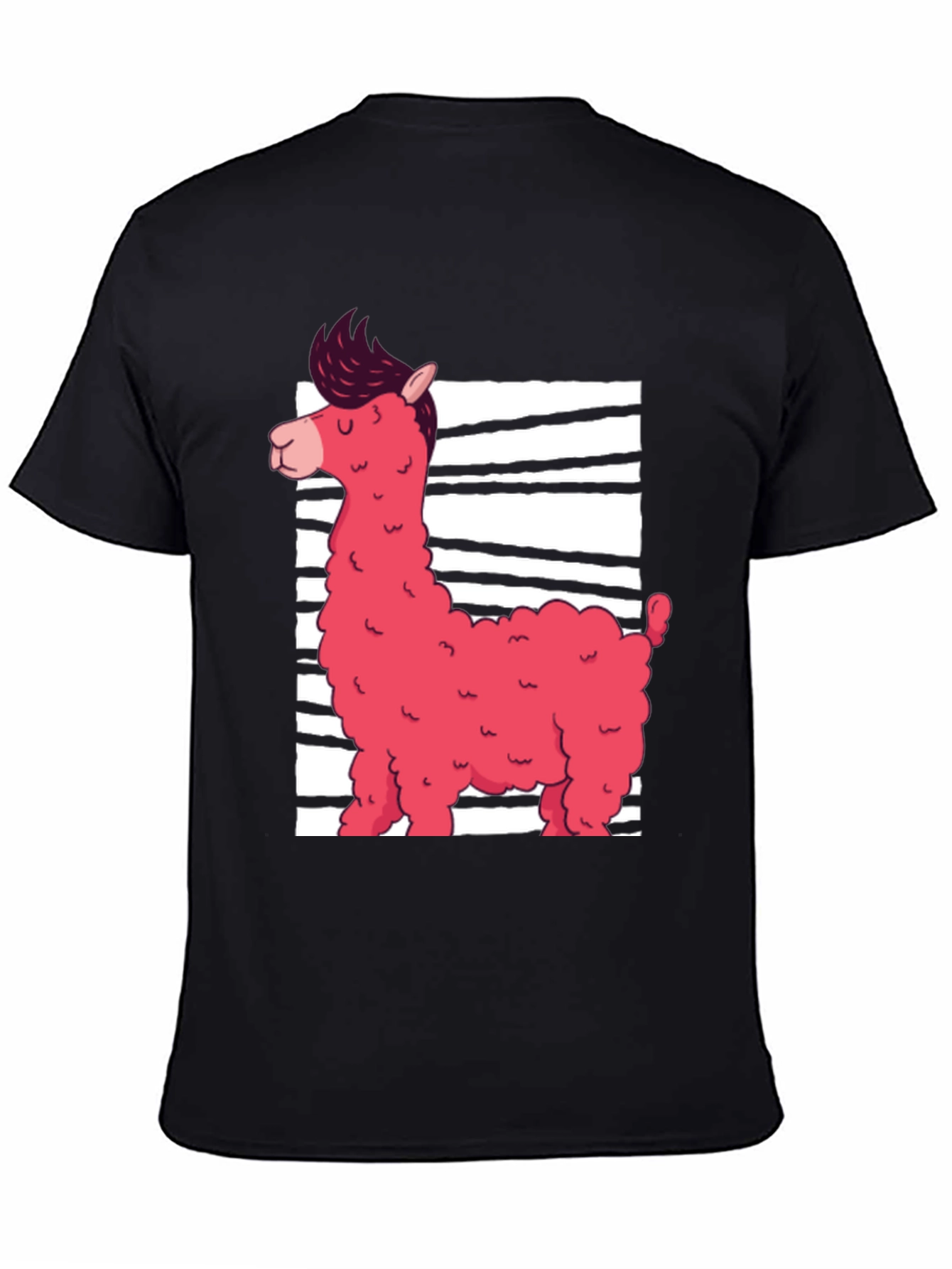 Funky Llama Graphic Tee - Black Cotton Shirt